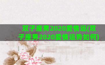 双子座男2020爱情运(双子座男2020爱情运势如何)