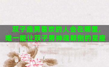 双子座男喜欢的人会在哪里,唯一能让双子男神魂颠倒的星座 双子座男喜欢的人会在哪里,唯一能让双子男神魂颠倒的星座