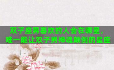 双子座男喜欢的人会在哪里，唯一能让双子男神魂颠倒的星座