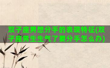 双子座男想分手的表现特征(双子座男生生气了要分手怎么办)