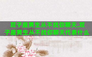 双子座男生从不找你聊天,双子座男生从不找你聊天代表什么