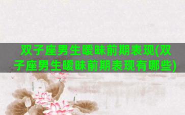 双子座男生暧昧前期表现(双子座男生暧昧前期表现有哪些)