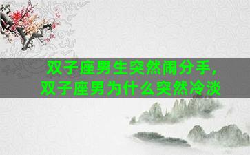 双子座男生突然闹分手,双子座男为什么突然冷淡