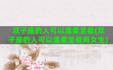 双子座的人可以温柔至极(双子座的人可以温柔至极吗女生)