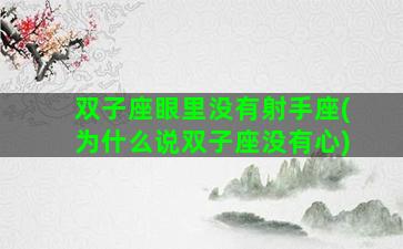 双子座眼里没有射手座(为什么说双子座没有心)