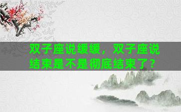 双子座说缓缓，双子座说结束是不是彻底结束了？