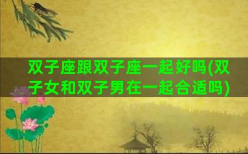 双子座跟双子座一起好吗(双子女和双子男在一起合适吗)