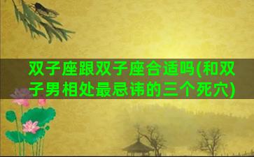 双子座跟双子座合适吗(和双子男相处最忌讳的三个死穴)
