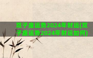 双子座运势2024年财运(双子座运势2024年财运如何)