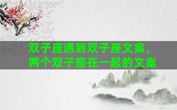 双子座遇到双子座文案，两个双子座在一起的文案