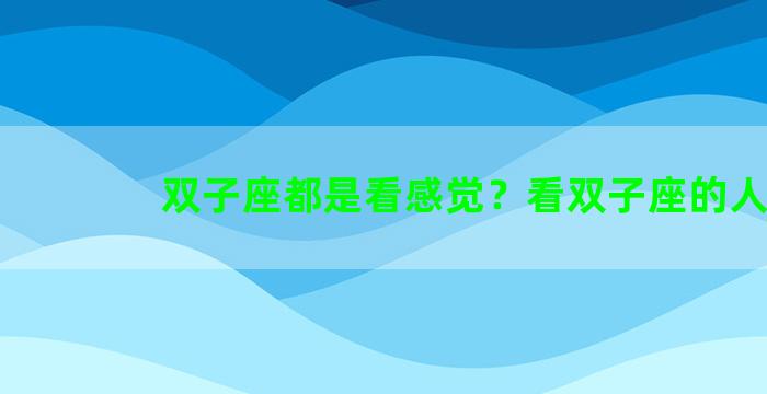 双子座都是看感觉？看双子座的人