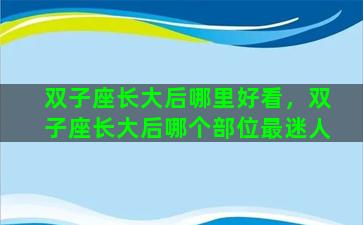 双子座长大后哪里好看，双子座长大后哪个部位最迷人