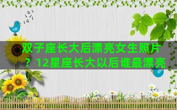 双子座长大后漂亮女生照片？12星座长大以后谁最漂亮
