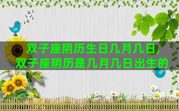 双子座阴历生日几月几日,双子座阴历是几月几日出生的