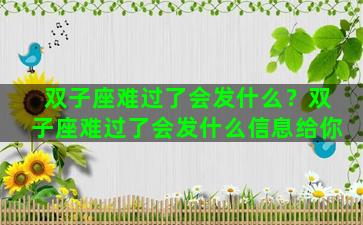 双子座难过了会发什么？双子座难过了会发什么信息给你