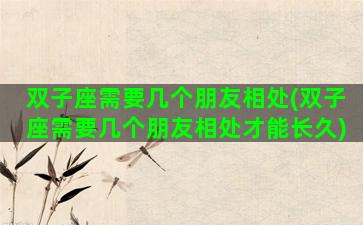 双子座需要几个朋友相处(双子座需要几个朋友相处才能长久)