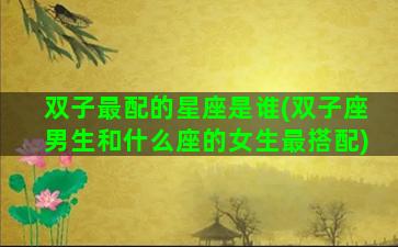 双子最配的星座是谁(双子座男生和什么座的女生最搭配)