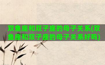 双鱼座和双子座的母子关系(双鱼座和双子座的母子关系好吗)