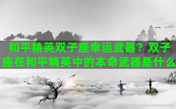 和平精英双子座幸运武器？双子座在和平精英中的本命武器是什么