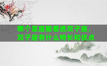 哪个星座能看透双子座，双子座有什么特长和优点