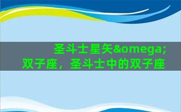 圣斗士星矢ω双子座，圣斗士中的双子座