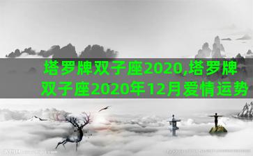 塔罗牌双子座2020,塔罗牌双子座2020年12月爱情运势