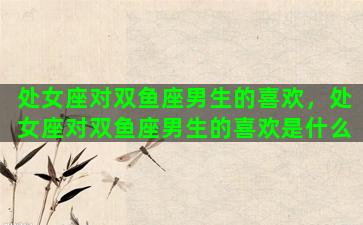 处女座对双鱼座男生的喜欢，处女座对双鱼座男生的喜欢是什么