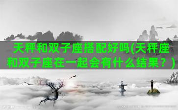 天秤和双子座搭配好吗(天秤座和双子座在一起会有什么结果？)