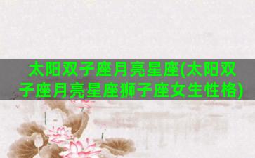 太阳双子座月亮星座(太阳双子座月亮星座狮子座女生性格)