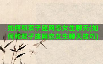 如何和双子座网恋女生聊天(如何和双子座网恋女生聊天技巧)