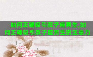 如何正确吸引双子座男生,如何正确吸引双子座男生的注意力