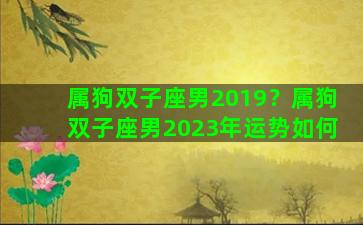 属狗双子座男2019？属狗双子座男2023年运势如何