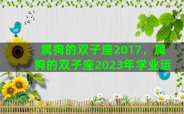 属狗的双子座2017，属狗的双子座2023年学业运