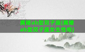 属猪ab型双子座(属猪ab型双子座女生性格)