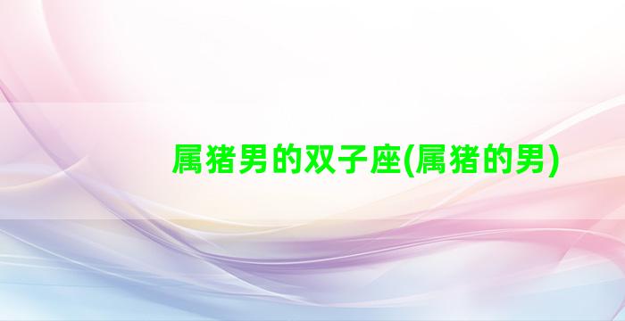 属猪男的双子座(属猪的男)