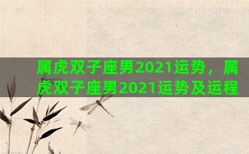 属虎双子座男2021运势，属虎双子座男2021运势及运程