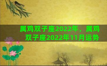 属鸡双子座2022年，属鸡双子座2022年11月运势