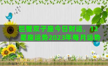 巨蟹双子座今日财运，12星座运势2023年每月运势