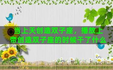 当上天创造双子座，播放上帝创造双子座的时候干了什么