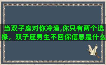 当双子座对你冷漠,你只有两个选择，双子座男生不回你信息是什么意思