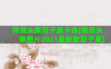 微信头像双子座卡通(微信头像图片2021最新款双子座)