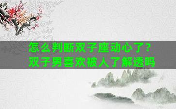 怎么判断双子座动心了？双子男喜欢被人了解透吗