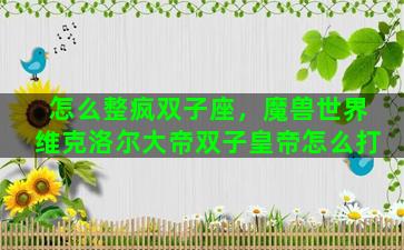 怎么整疯双子座，魔兽世界维克洛尔大帝双子皇帝怎么打