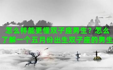 怎么样能更懂双子座男生？怎么了解一个五月份出生双子座的男生