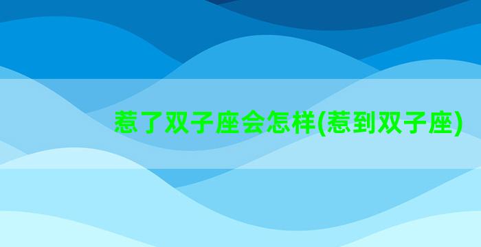 惹了双子座会怎样(惹到双子座)