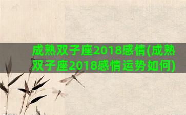 成熟双子座2018感情(成熟双子座2018感情运势如何)
