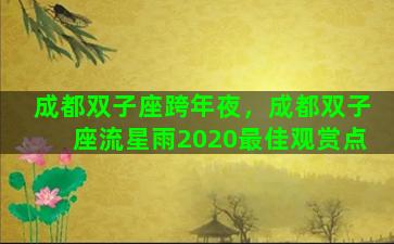 成都双子座跨年夜，成都双子座流星雨2020最佳观赏点