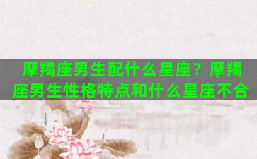 摩羯座男生配什么星座？摩羯座男生性格特点和什么星座不合