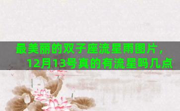 最美丽的双子座流星雨图片，12月13号真的有流星吗几点