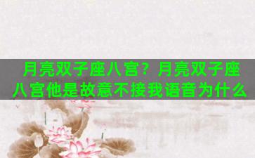 月亮双子座八宫？月亮双子座八宫他是故意不接我语音为什么